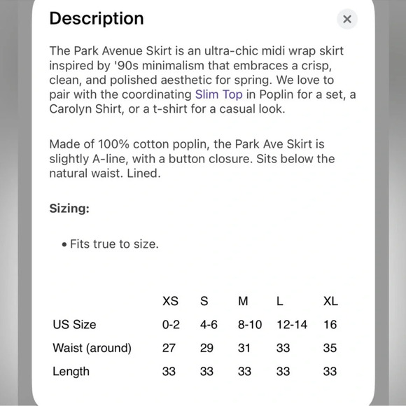 Julia Amory Park Ave Midi Skirt Cotton Poplin NWT Medium sold out style - Picture 9 of 9